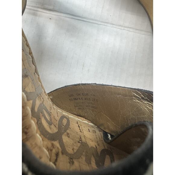 Sam Edelman Wedge Platform Sandals - Black Beige Espadrille, Size 10 GUC - Picture 6 of 7